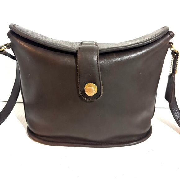 Coach Dark Brown Leather distressed Crossbody Bag - Picture 8 of 9